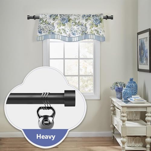 Curtain Rods For Windows 18 to 48 Inches Max Adjustable Length Diameter Window Curtain Rod With Aluminium Finials(Size:48-84in)