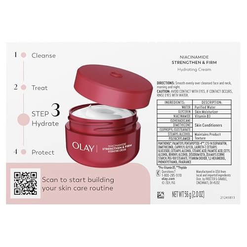 Olay Niacinamide Face Moisturizer, Strong & Firm Cream for Women, Anti-Aging, Anti-Wrinkle, Firming Skin Care, Evens, Hydrates to Repair Barrier, Recyclable Sustainable Eco Jar, Non-Greasy, 2 oz