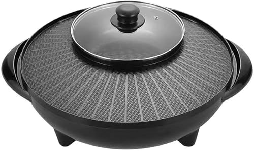WZYFFF Electric Hotpot and Grill 2-in-1, Non-Stick Korean BBQ Electric Grill with Smokeless Hot Plate, Portable Multi Cooker for Camping and Family Use, Non-Stick and Easy to Clean