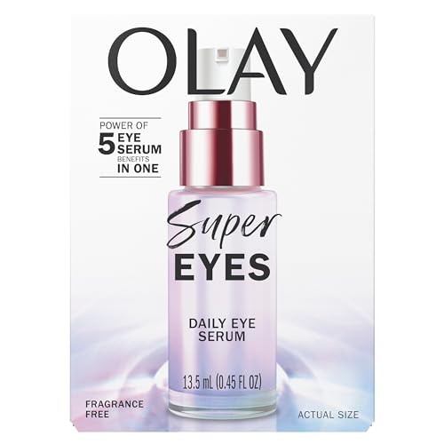 Olay Super Eye Serum - Vitamin C, Caffeine, Niacinamide, Amino Peptide, Aloe Vera - Brightens Dark Circles, Anti-Wrinkle, Anti-Aging, Brightening, Smooths Fine Lines, Firming, Hydrating, 0.45 Oz