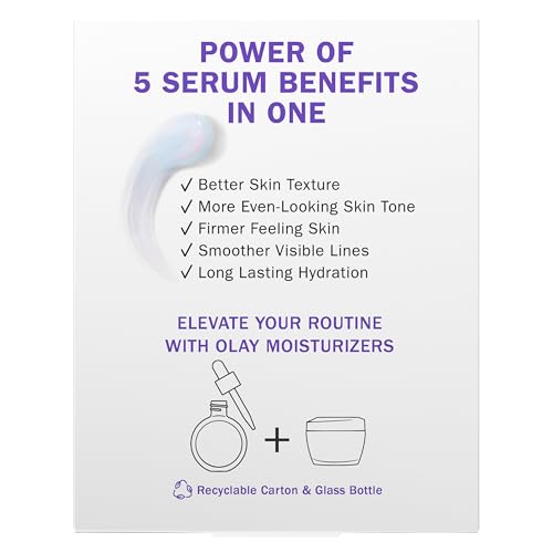 Olay Super Serum - Niacinamide, Vitamin C & E, Collagen Peptide, AHA - 5-in-1 Skin Care Benefits for Face - Healthy Glow, Brightening, Hydrating, Smoothing, Firming, Evens Tone, Anti-Aging, 1.7 Oz