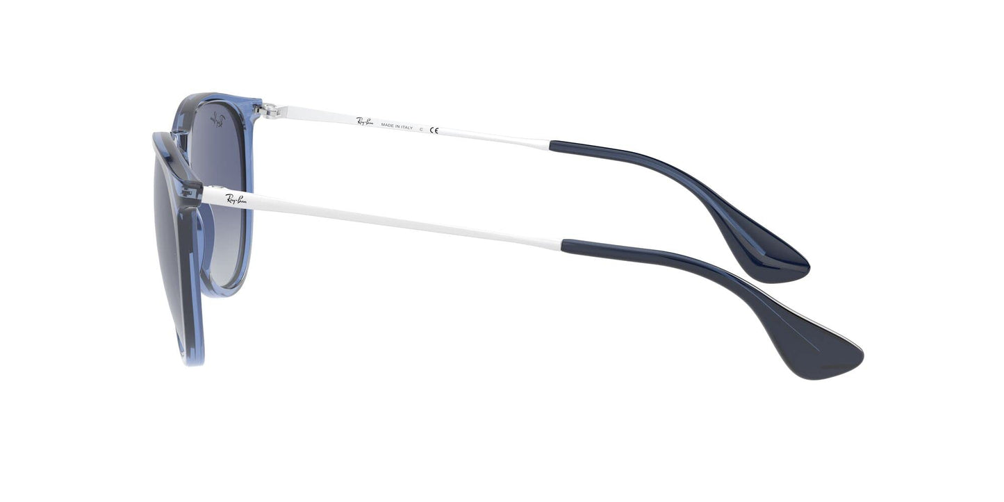 Ray-Ban RB4171 Erika Round Sunglasses, Transparent Blue/Light Grey Gradient Dark Blue, 54 mm