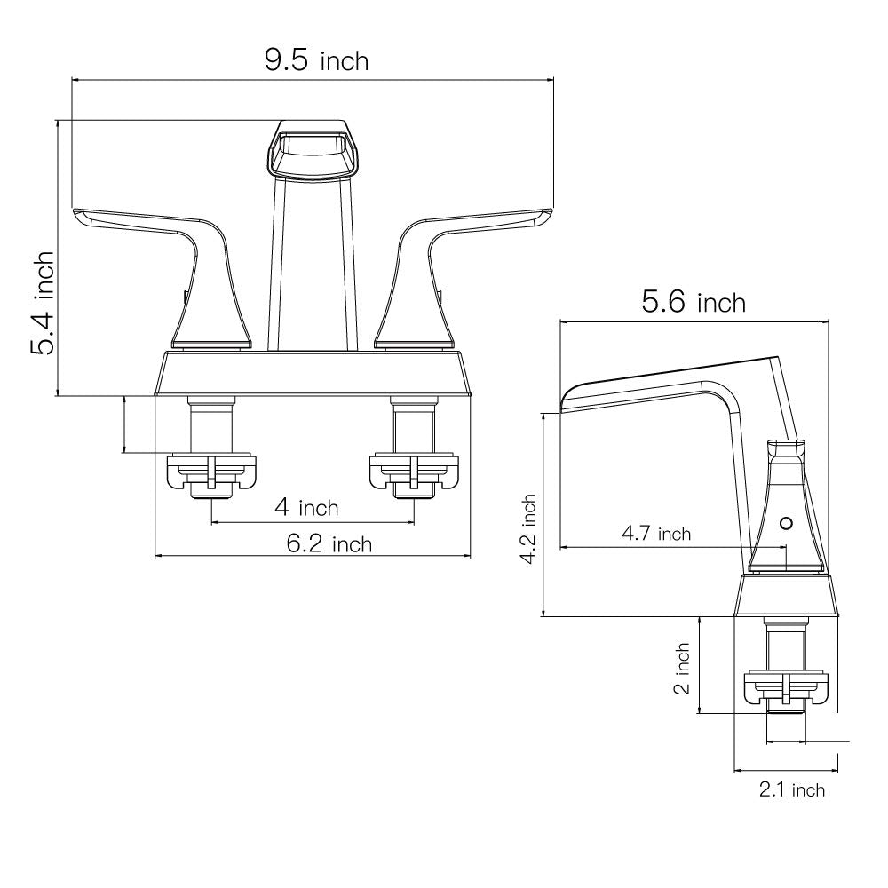 NEWATER Bathroom Faucet 4-inch Centerset Two-Handle Deck Mounted, Waterfall Bathroom Sink Faucet with Metal Pop-Up Drain & Supply Lines, Brushed Gold for Vanity/Vessel Sink