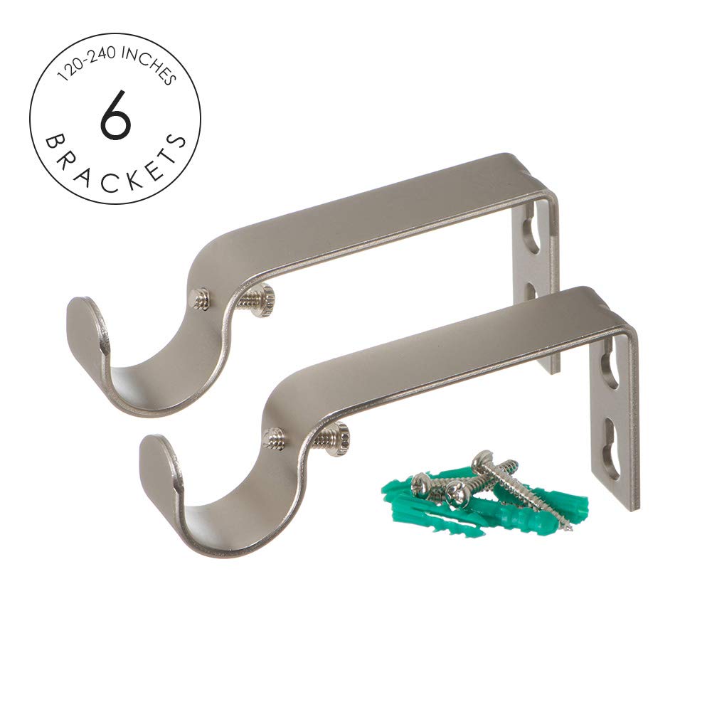 Ivilon Window Curtain Rod End Cap - 1 inch Pole. 120 to 240 Inch. Satin Nickel