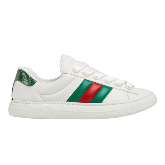 Gucci Ace Sneaker with Web, White (White, US Footwear Size System, Adult, Men, Numeric, Medium, 9.5)