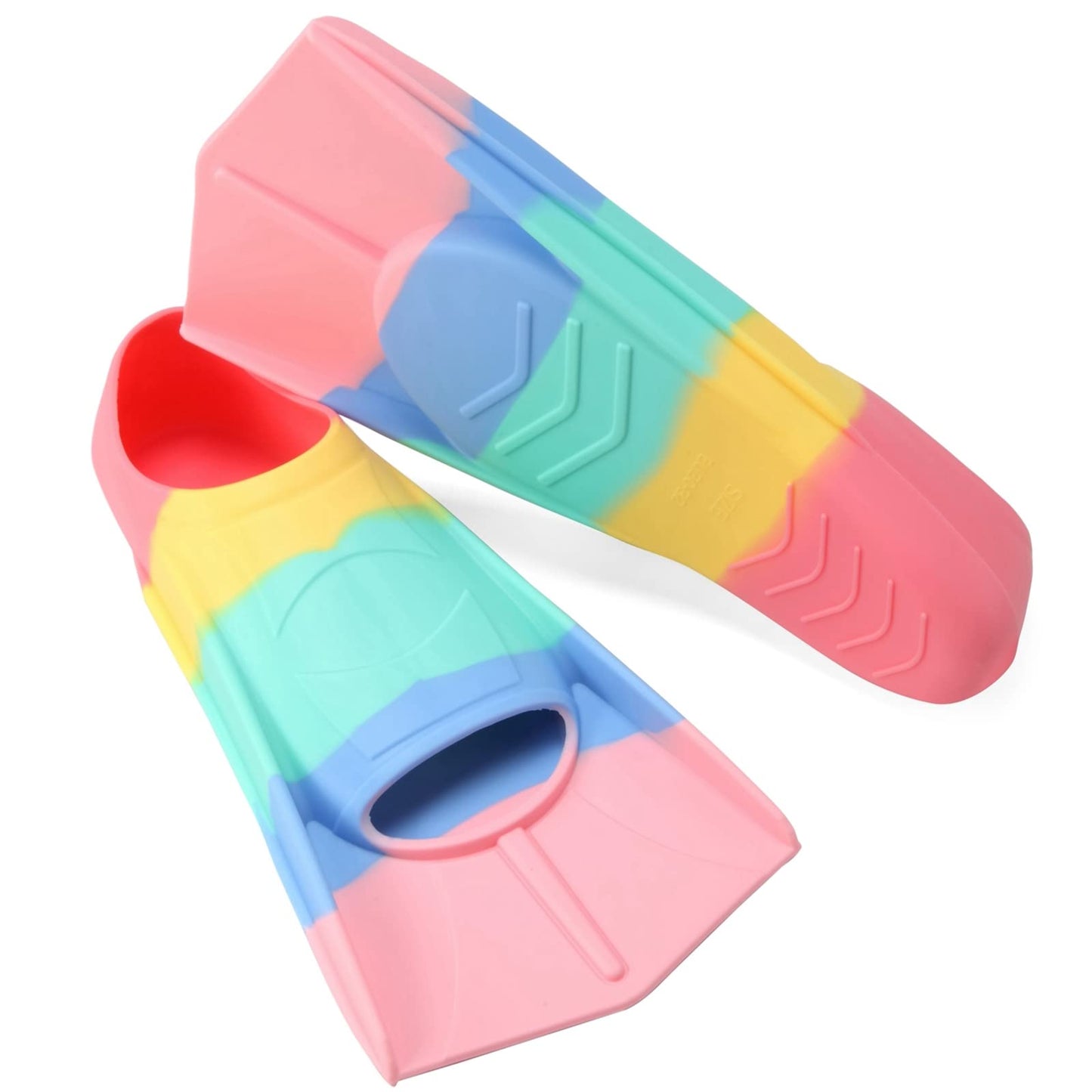 Foyinbet Kids Swim Fins,Short Youth Flippers Swimming Training Fins for Lap Swimming and Training for Children Girls Boys Beginners XS