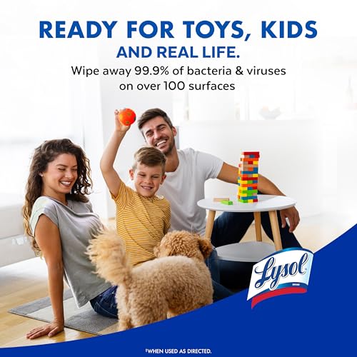 Lysol Disinfectant Wipes, Multi-Surface Antibacterial Cleaning Wipes, For Disinfecting and Cleaning, Lemon and Lime Blossom, 80 Count (Pack of 3)