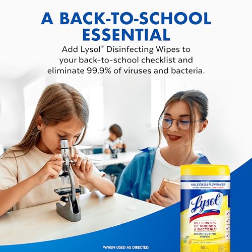 Lysol Disinfectant Wipes, Multi-Surface Antibacterial Cleaning Wipes, For Disinfecting and Cleaning, Lemon and Lime Blossom, 80 Count (Pack of 3)