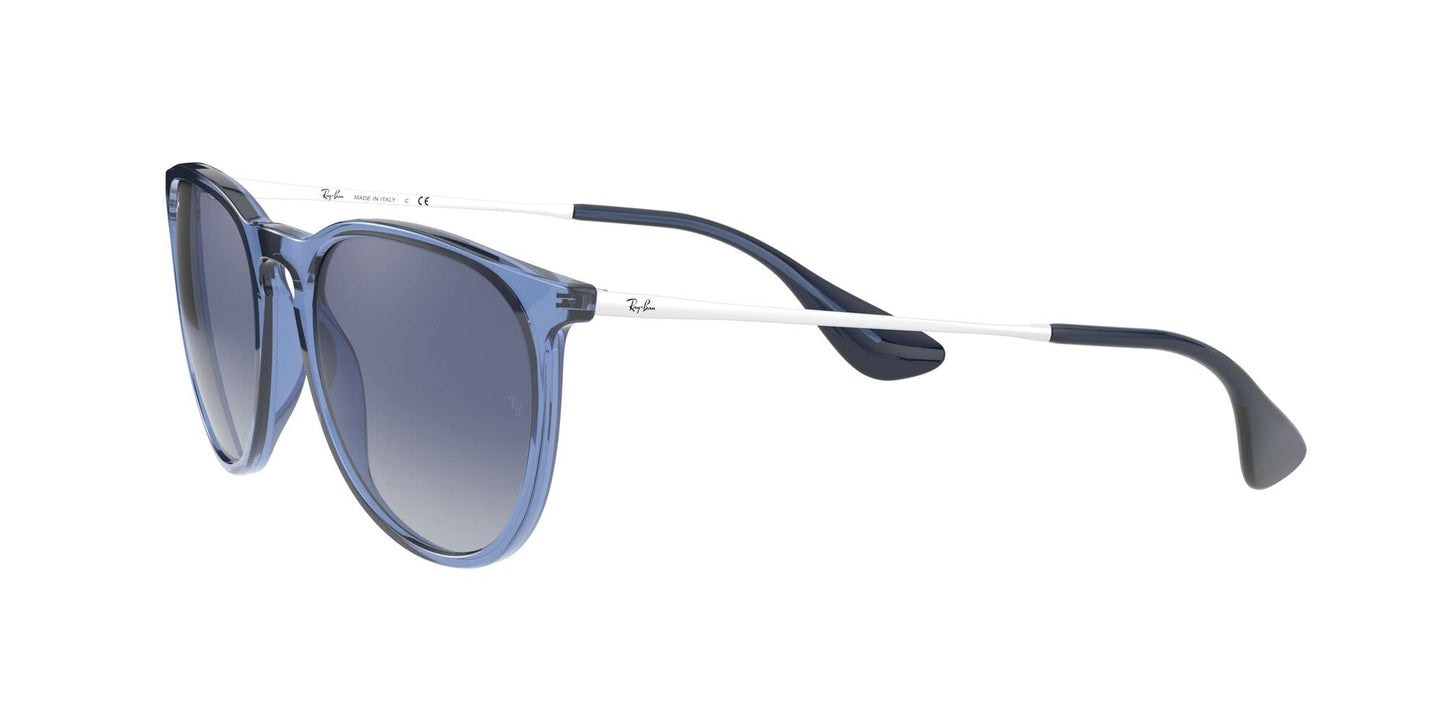 Ray-Ban RB4171 Erika Round Sunglasses, Transparent Blue/Light Grey Gradient Dark Blue, 54 mm