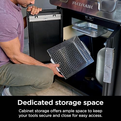 Ninja FlexFlame, Grill and Smoker, Electric and Propane Grill, Roaster, BBQ Grill, 5-in-1 Cooking System, 3 Burner, Digital Control, Outdoor Cooking, Griddle, Pizza Maker, Stainless Steel, PG301