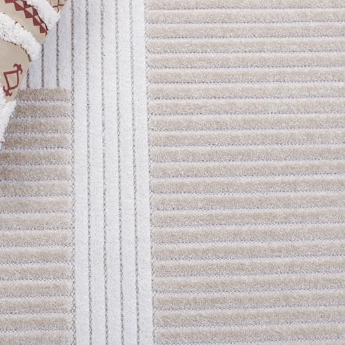 SAFAVIEH Contour Collection Area Rug - 5'3" x 7'6", Ivory & Beige, Non-Shedding & Easy Cleaning, Ideal for Living Room, Bedroom, Dining Space (CTR108A)