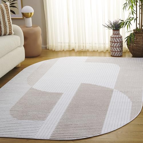 SAFAVIEH Contour Collection Area Rug - 5'3" x 7'6", Ivory & Beige, Non-Shedding & Easy Cleaning, Ideal for Living Room, Bedroom, Dining Space (CTR108A)