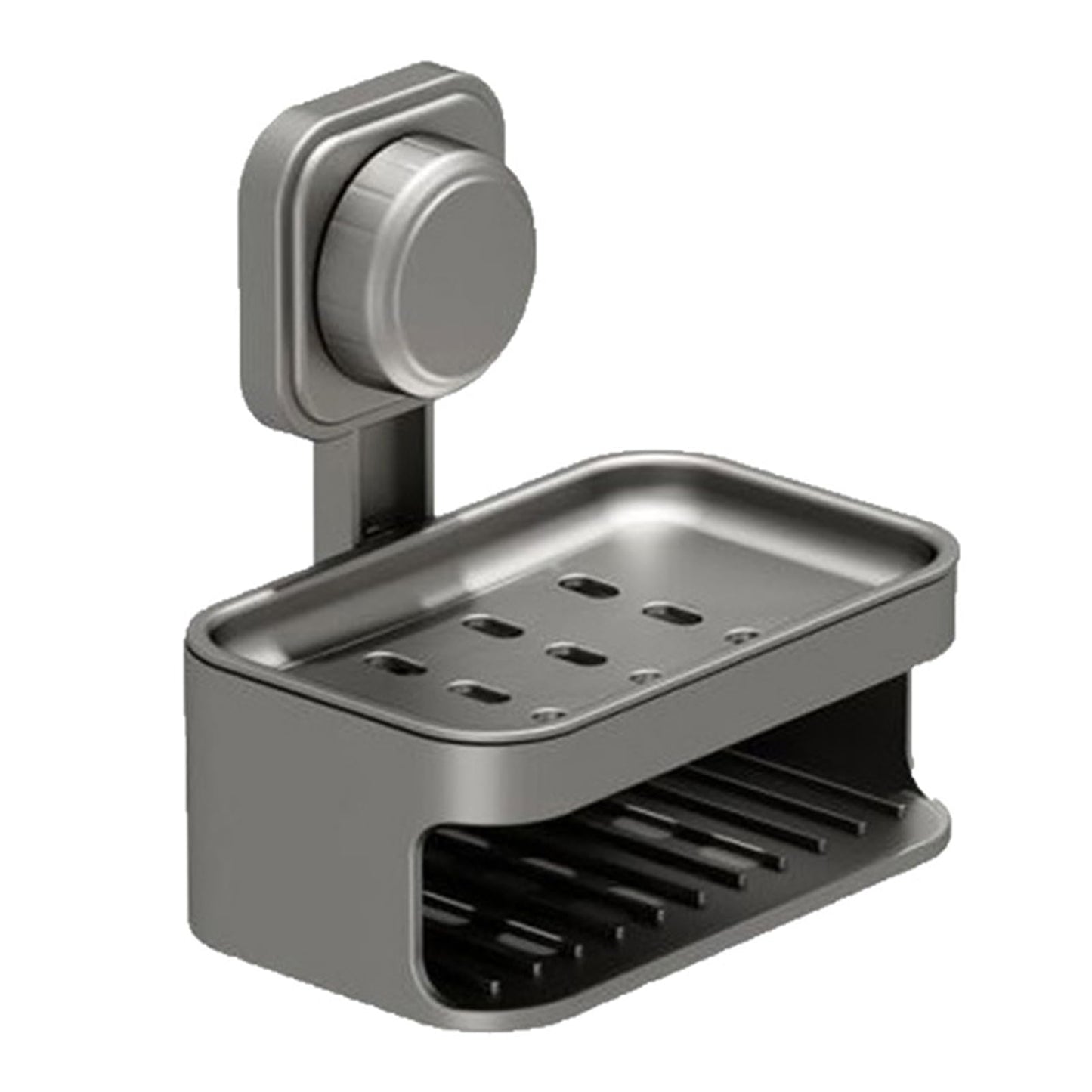 Soap Holder for Shower Wall, Suction Cup Soap Dish with Drainage, No Drilling Bar Soap Sponge Holder for Bathroom Bathtub Kitchen Sink, Removable Suction Shower Caddy (Grey)