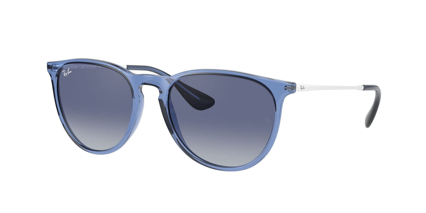 Ray-Ban RB4171 Erika Round Sunglasses, Transparent Blue/Light Grey Gradient Dark Blue, 54 mm