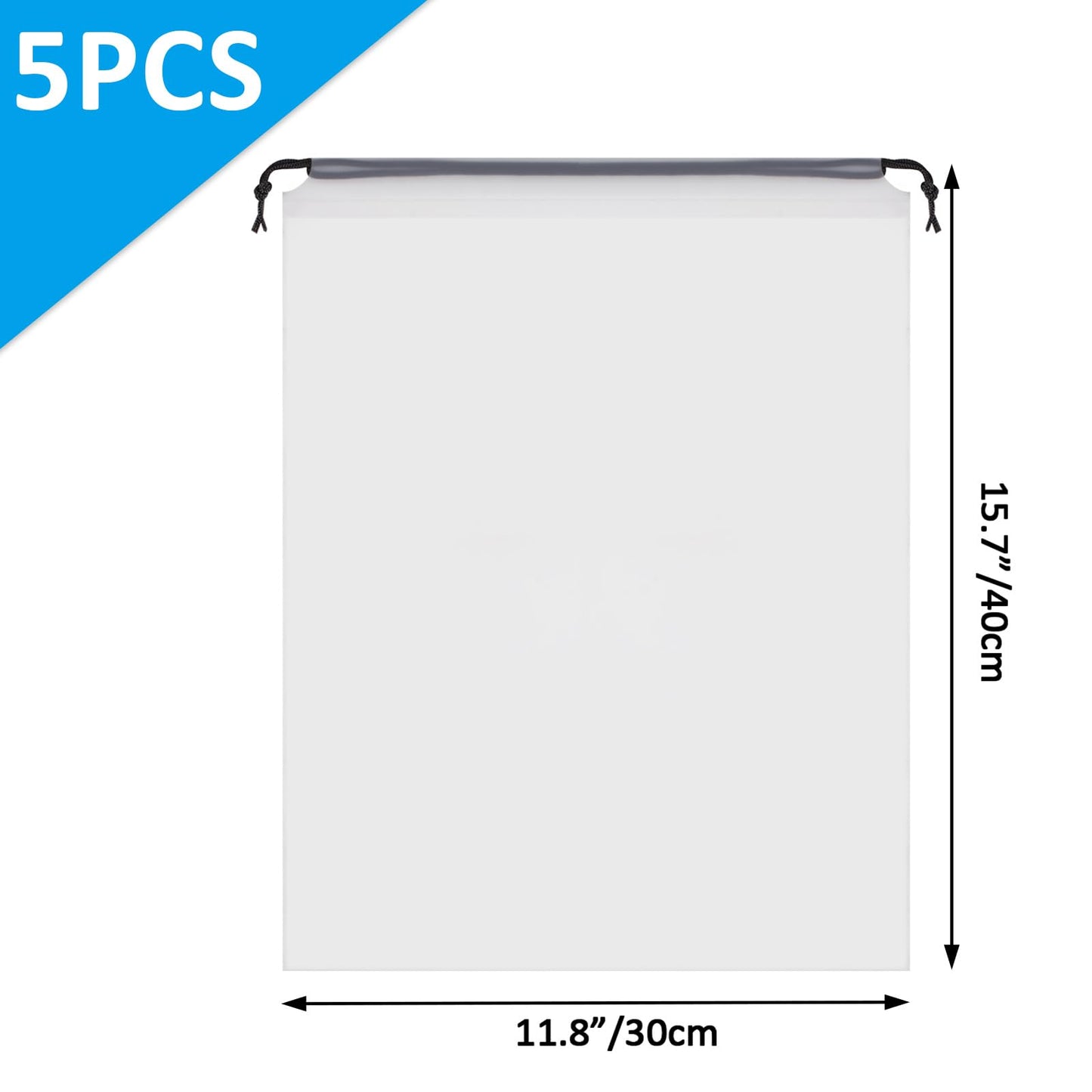 Clear Shoe Bags for Travel 5 PCS, 15.7" x 11.8" Travel Shoe Bags for Packing, Waterproof Drawstring Travel Shoe Storage Bag, Travel Essentials for Men and Women