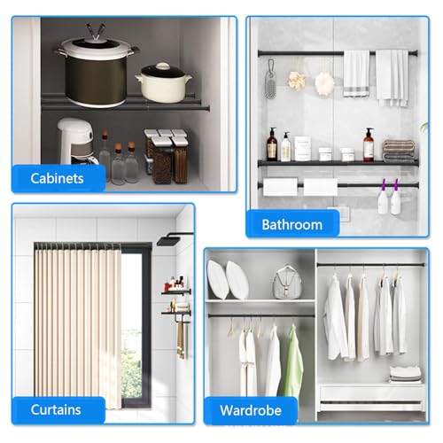 Curtain Rods For Windows 18 to 48 Inches Max Adjustable Length Diameter Window Curtain Rod With Aluminium Finials(Size:48-84in)