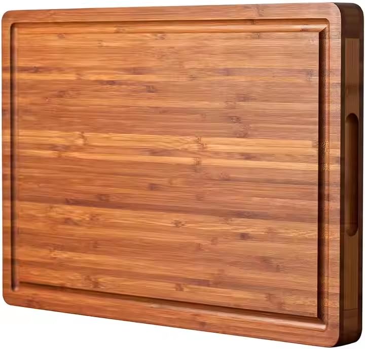 Bamboo Cutting Board, Durable Wood Cutting Boards for Kitchen with Deep Juice Grooves & Built-in Handles, Ideal Charcuterie & Chopping for Meat, Vegetables and Fruits Ideal Kitchen Gifts