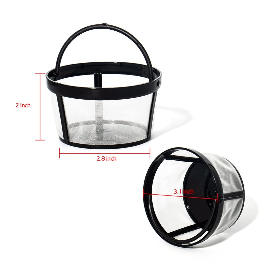 FIFOKICHO Replacement 4 Packs Reusable Coffee Filters For Mr. Coffee 4-5 Cup Drip Coffeemakers-Nylon Mesh With Handle