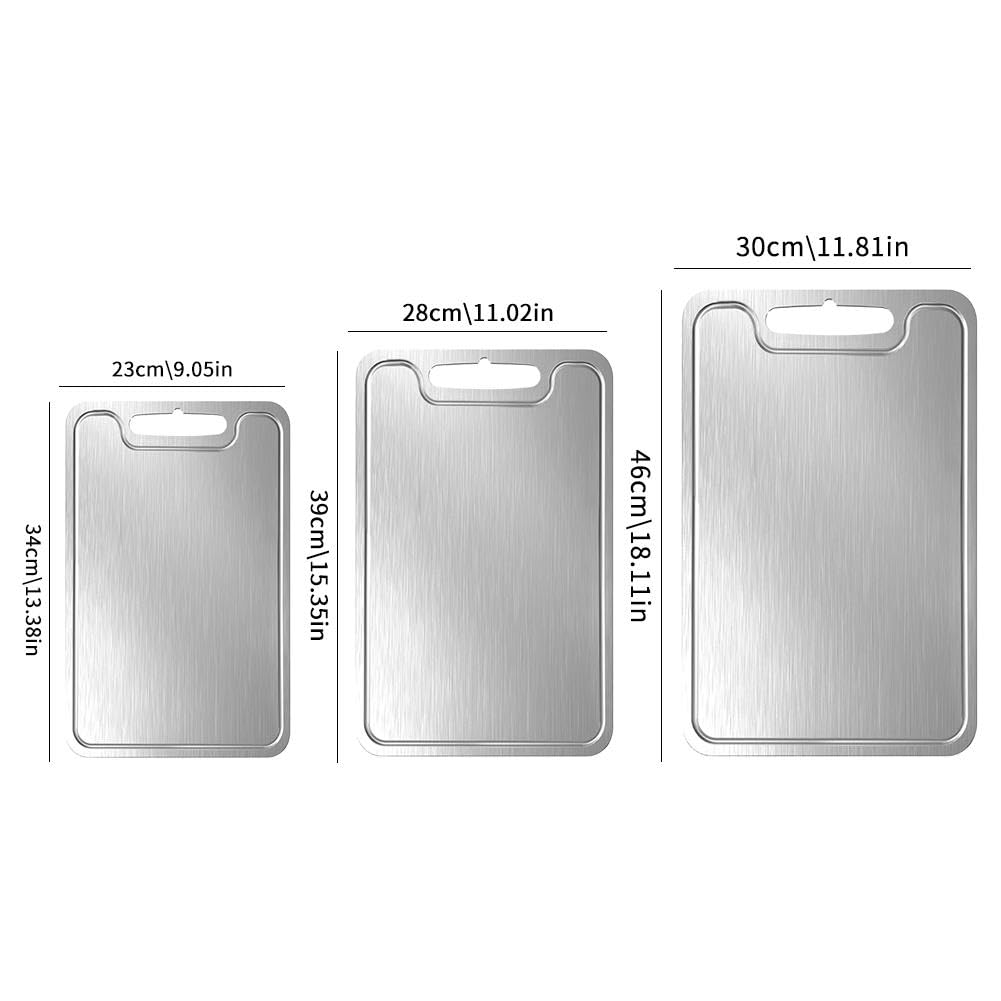 Stainless Steel Cutting Board, Cutting Boards for Kitchen, Double Sided Board Cutting Board, with Premium Metal, Foodgrade Stainless Steel Cutting Board, for Meat,Fruit, Vegetables (46 * 30CM)