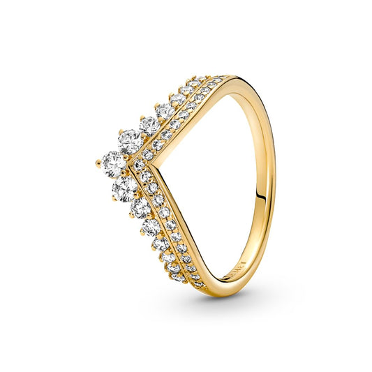 Pandora Timeless Wish Tiara Ring - Modern Gold Ring for Women - Layering or Stackable Ring - Gift for Her - Gold-Plated with Clear Cubic Zirconia - With Gift Box - Size 4.5