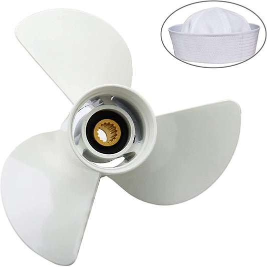13x19-K Aluminum Outboard Propeller (15 Tooth) Compatible with Yamaha Engines 50HP-130HP, RH,3 Blades，White，No.6E5-45941-00-EL