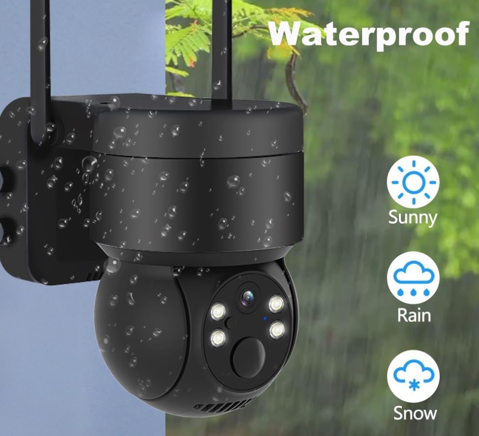 Appreciarel Surveillance Camera,Outside Camera Wireless Solar Powered,4000W Pixels,Weatherproof Ip66,Automatic Body Sensing (Black,4000W Pixels)