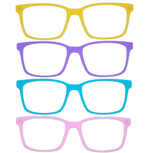 Magnetic Eyeglass Frame Toppers, Square Style compatible with Kirby, pebble texture (pastel (pink, sunshine yellow, sky blue, lavender))