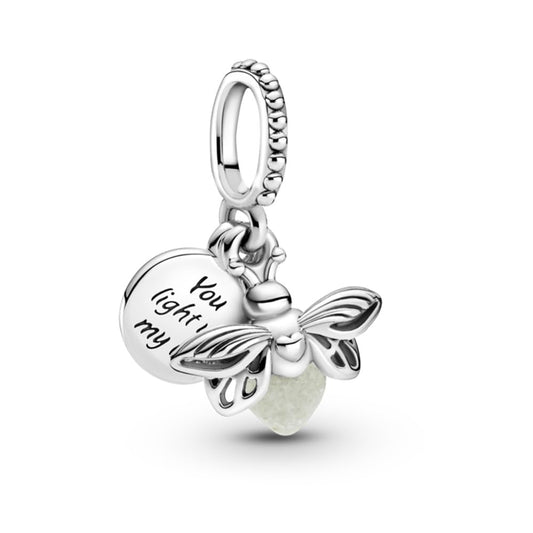 Pandora Glow-in-the-Dark Firefly Dangle Charm - Compatible Moments Bracelets - Jewelry for Women - Gift for Women - Made with Sterling Silver