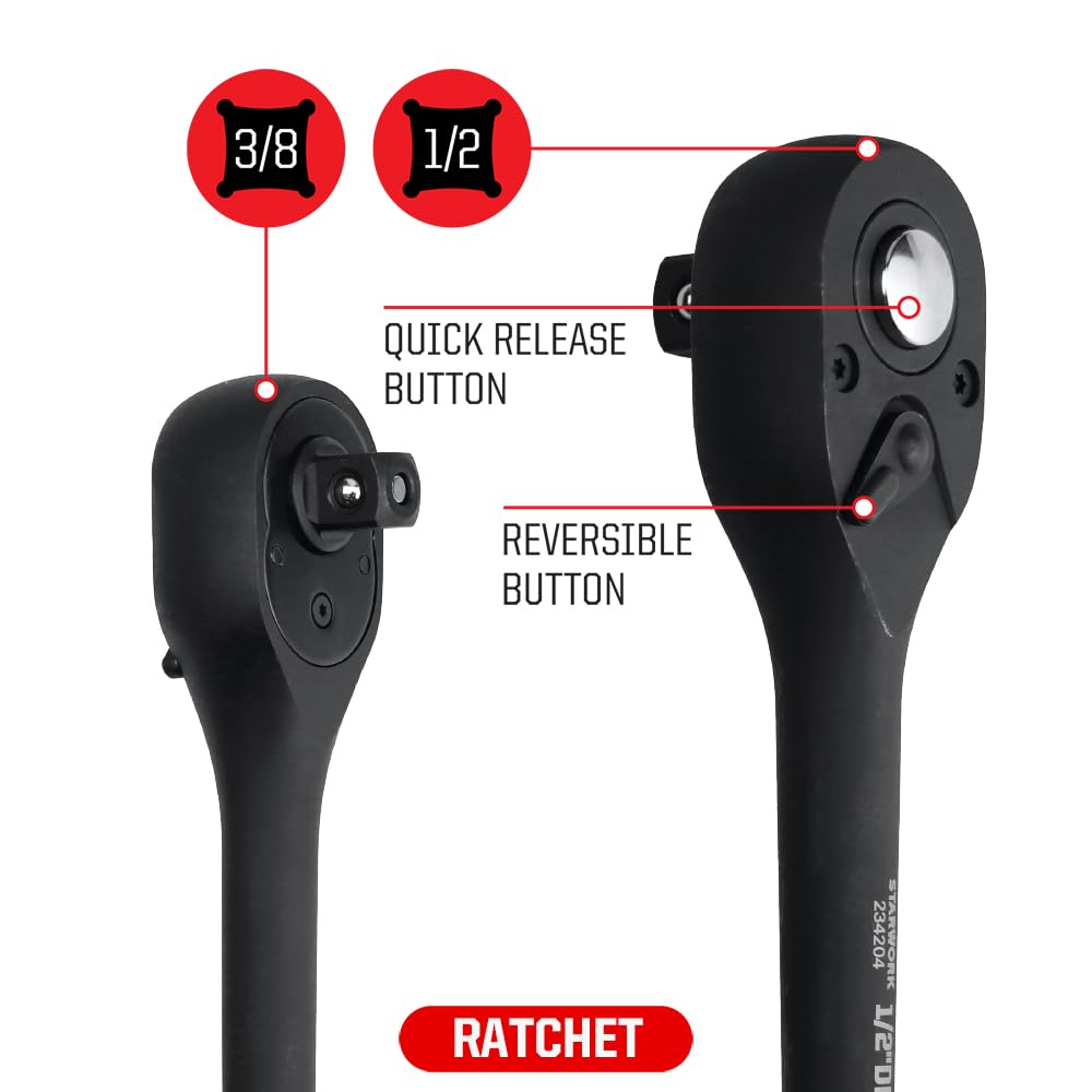 STARWORK TRUE MECHANIC 153-Piece Impact Socket Set, Professional, SAE/Metric