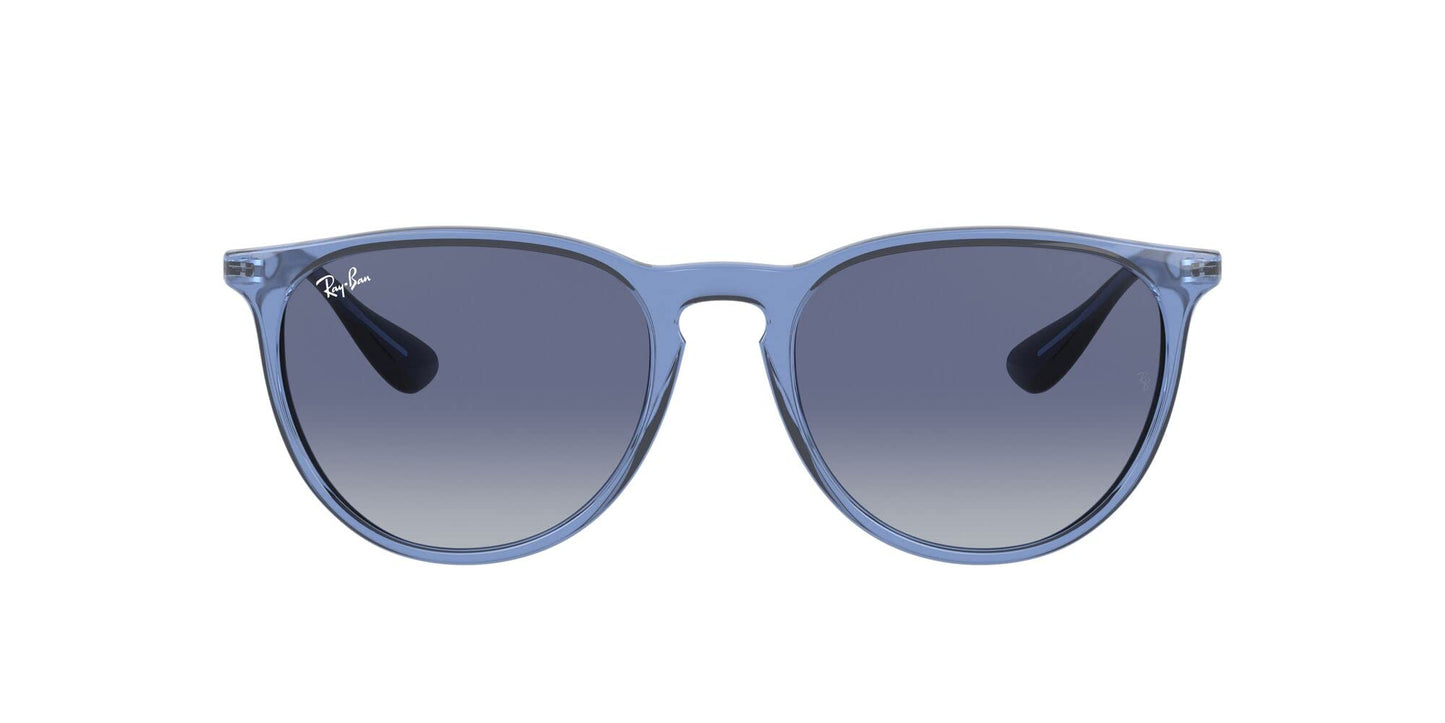 Ray-Ban RB4171 Erika Round Sunglasses, Transparent Blue/Light Grey Gradient Dark Blue, 54 mm