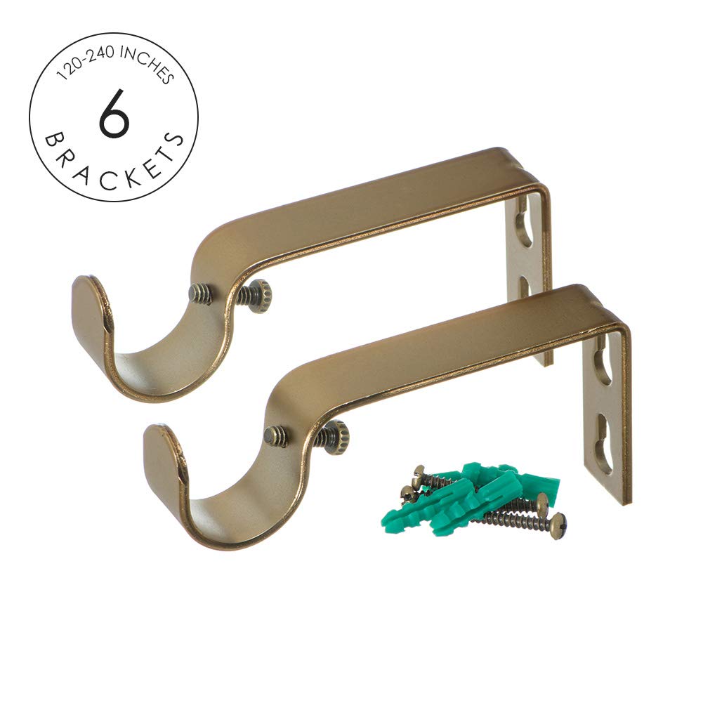 Ivilon Window Curtain Rod End Cap - 1 inch Pole. 120 to 240 Inch. Warm Gold