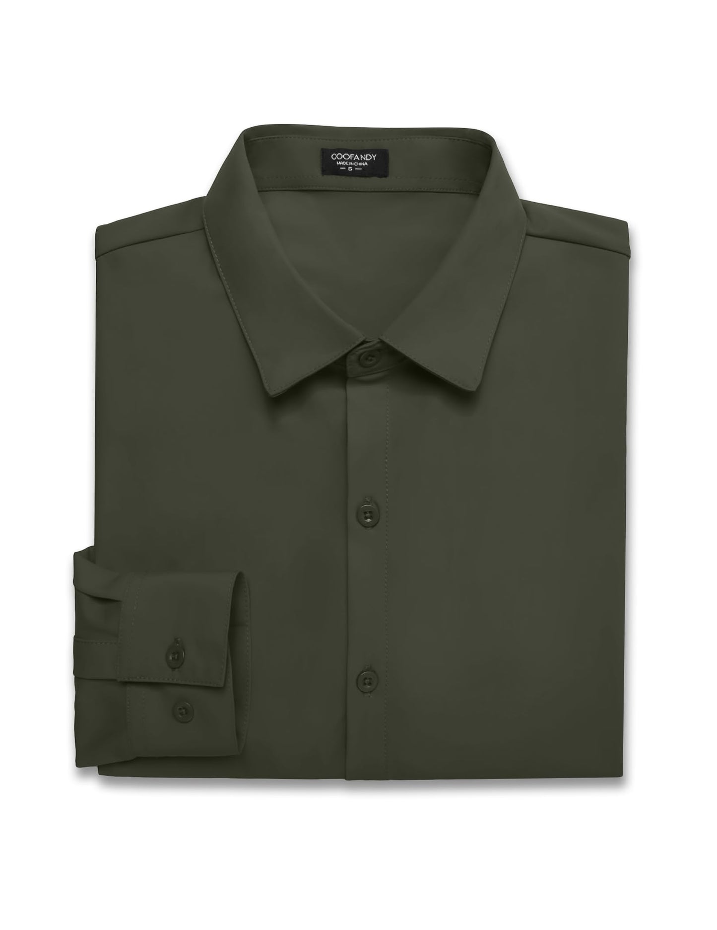 COOFANDY Men's Button Down Shirt Casual Dress Shirts Wrinkle Free Muscle Fitted Shirt Olive Green