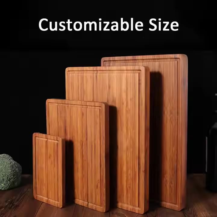 Bamboo Cutting Board, Durable Wood Cutting Boards for Kitchen with Deep Juice Grooves & Built-in Handles, Ideal Charcuterie & Chopping for Meat, Vegetables and Fruits Ideal Kitchen Gifts