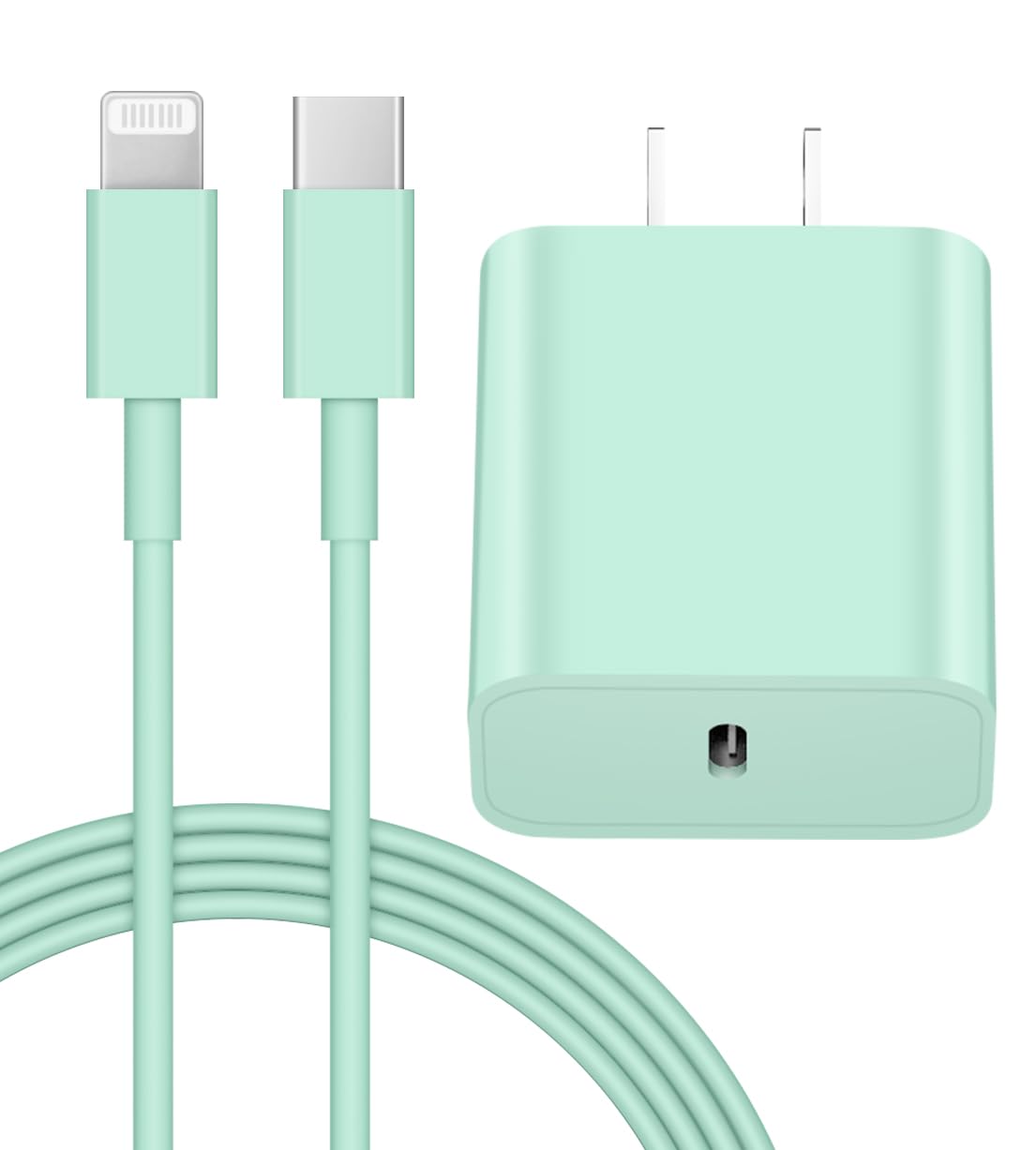 iPhone 14 13 12 Fast Charger 20W PD USB C Wall Charger with 6FT Fast Charging Cable for iPhone 14/14 Pro/14 Pro Max/14 Plus/13/12/11/Pro/Pro Max/Mini/Xs Max/X, iPad - Green