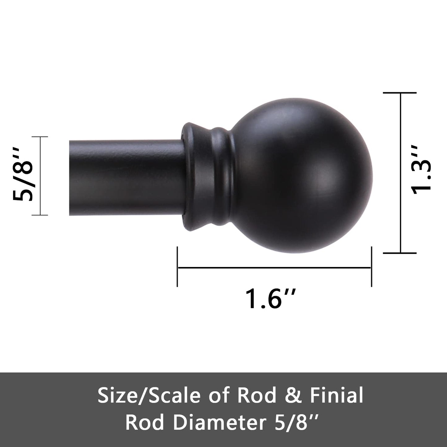 GXOACKJ Curtain Rods for windows 32-48 inch, 5/8 inch Decorative Curtain Rod Set, Matte Black Splicing Heavy Duty Metal Curtain Rod with Brackets