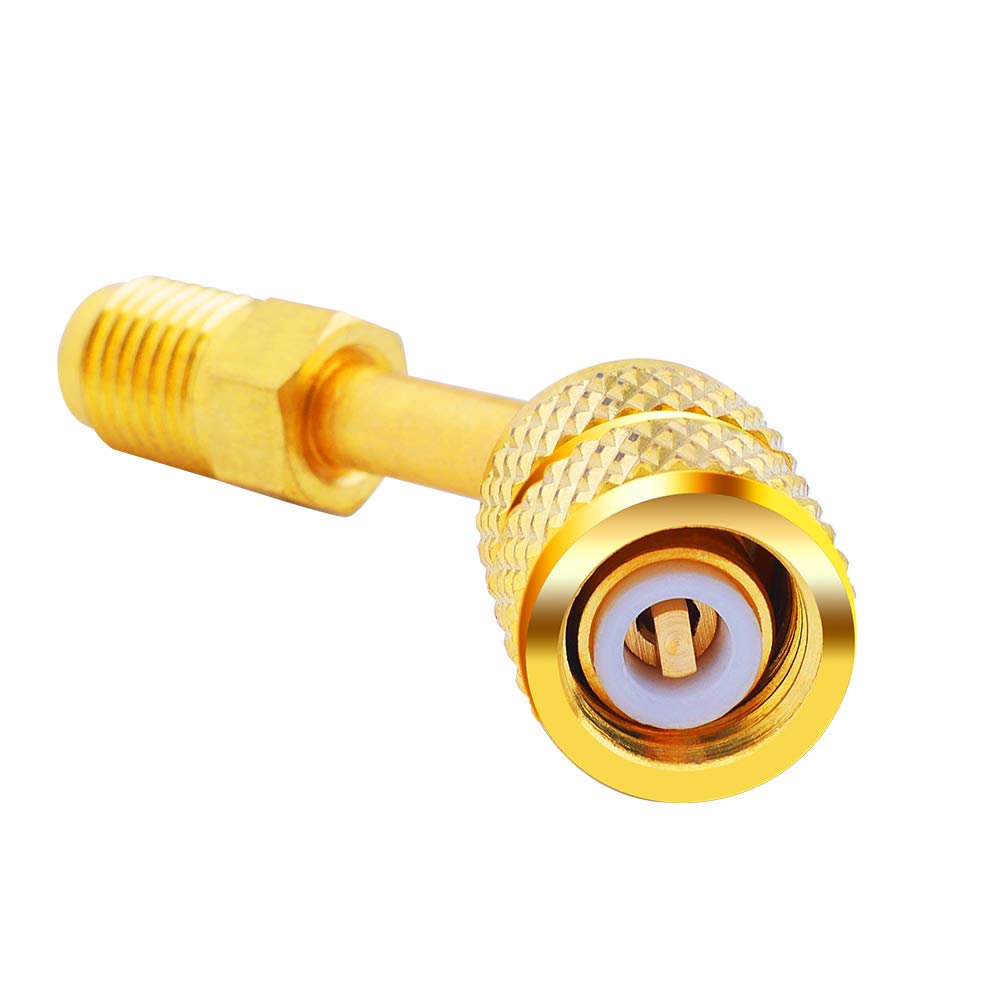 Zoizocp R410A Adapter 5/16" SAE Female to 1/4" SAE Male Flare for Air Conditioners HVAC, 2 Adapter (1 Straight + 1 Angled)