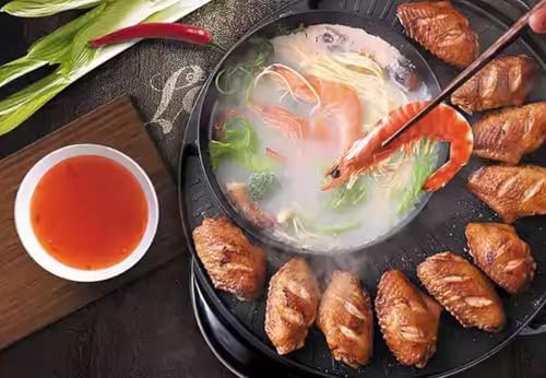 WZYFFF Electric Hotpot and Grill 2-in-1, Non-Stick Korean BBQ Electric Grill with Smokeless Hot Plate, Portable Multi Cooker for Camping and Family Use, Non-Stick and Easy to Clean