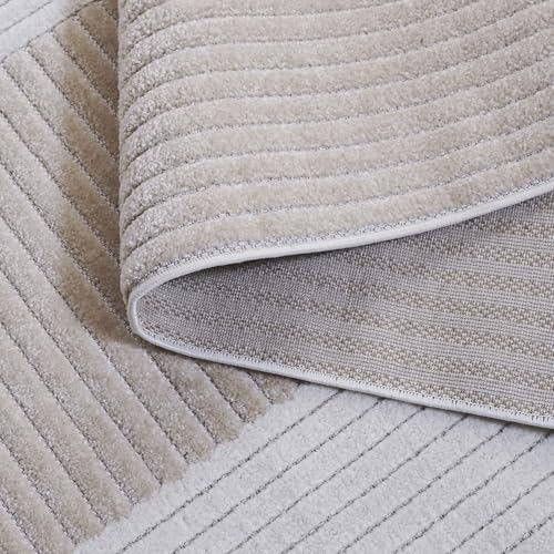 SAFAVIEH Contour Collection Area Rug - 5'3" x 7'6", Ivory & Beige, Non-Shedding & Easy Cleaning, Ideal for Living Room, Bedroom, Dining Space (CTR108A)