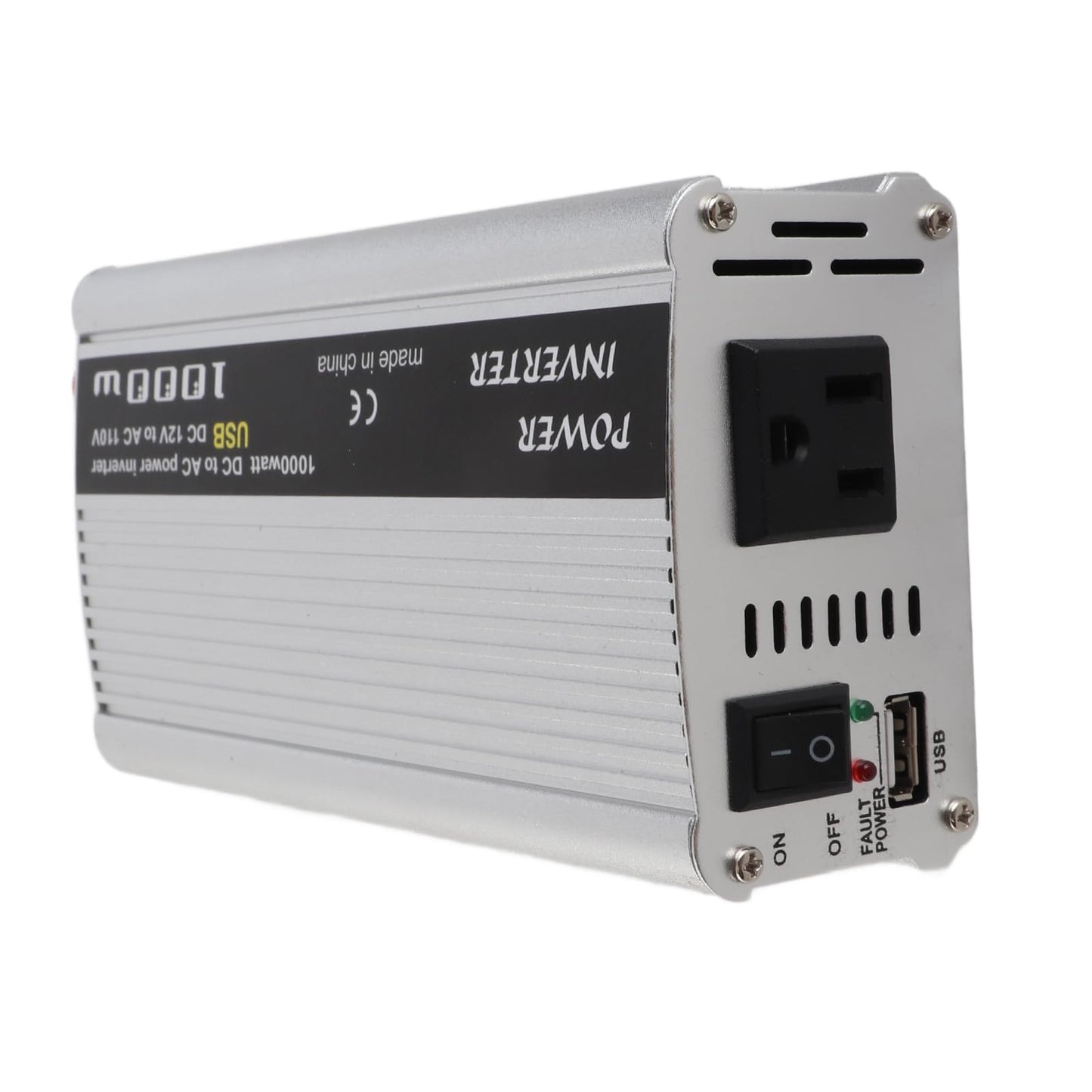 Luqeeg Car Power Inverter, 1000W USB DC 12V to AC 110V Converter, Solar Power Inverter with Fan, Pure Sine Wave, for RV, Truck, Off Grid, Home