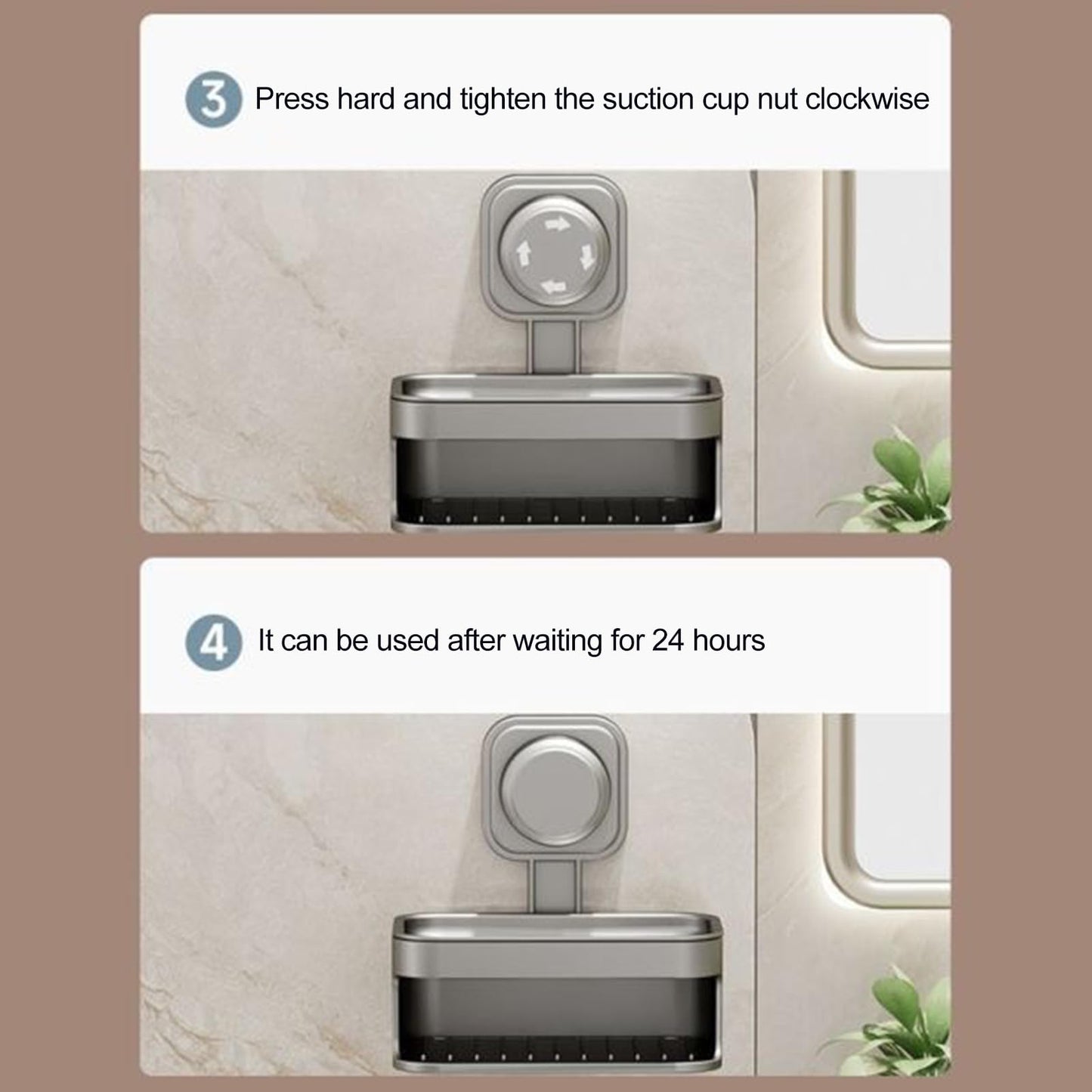 Soap Holder for Shower Wall, Suction Cup Soap Dish with Drainage, No Drilling Bar Soap Sponge Holder for Bathroom Bathtub Kitchen Sink, Removable Suction Shower Caddy (Grey)