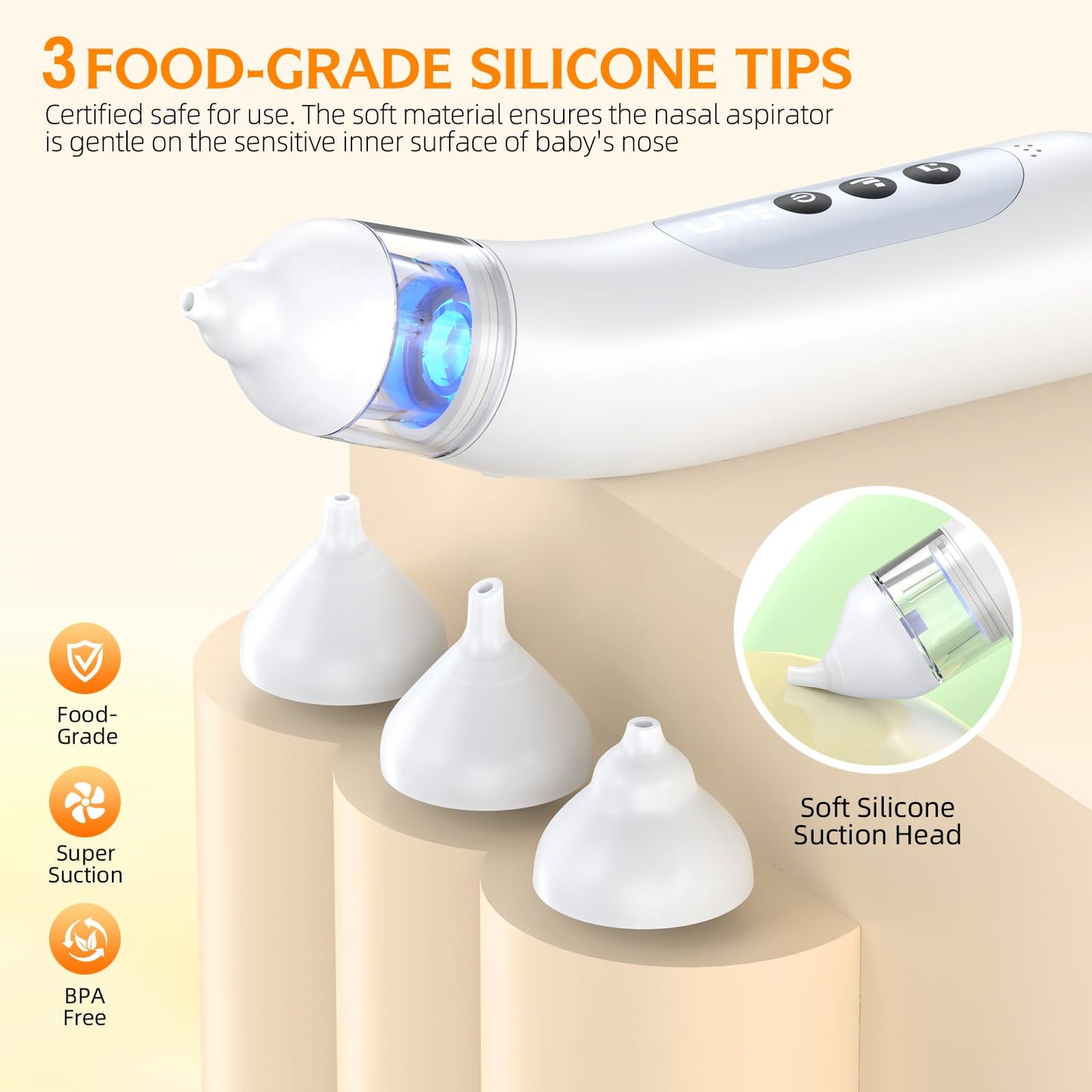 pudult Nasal Aspirator for Baby 5 Suction Levels Rechargeale Nose Sucker, Music and Light Silicone Nose Suction Battery Powered, Best Baby Girls Boy Adult Pets Essentials