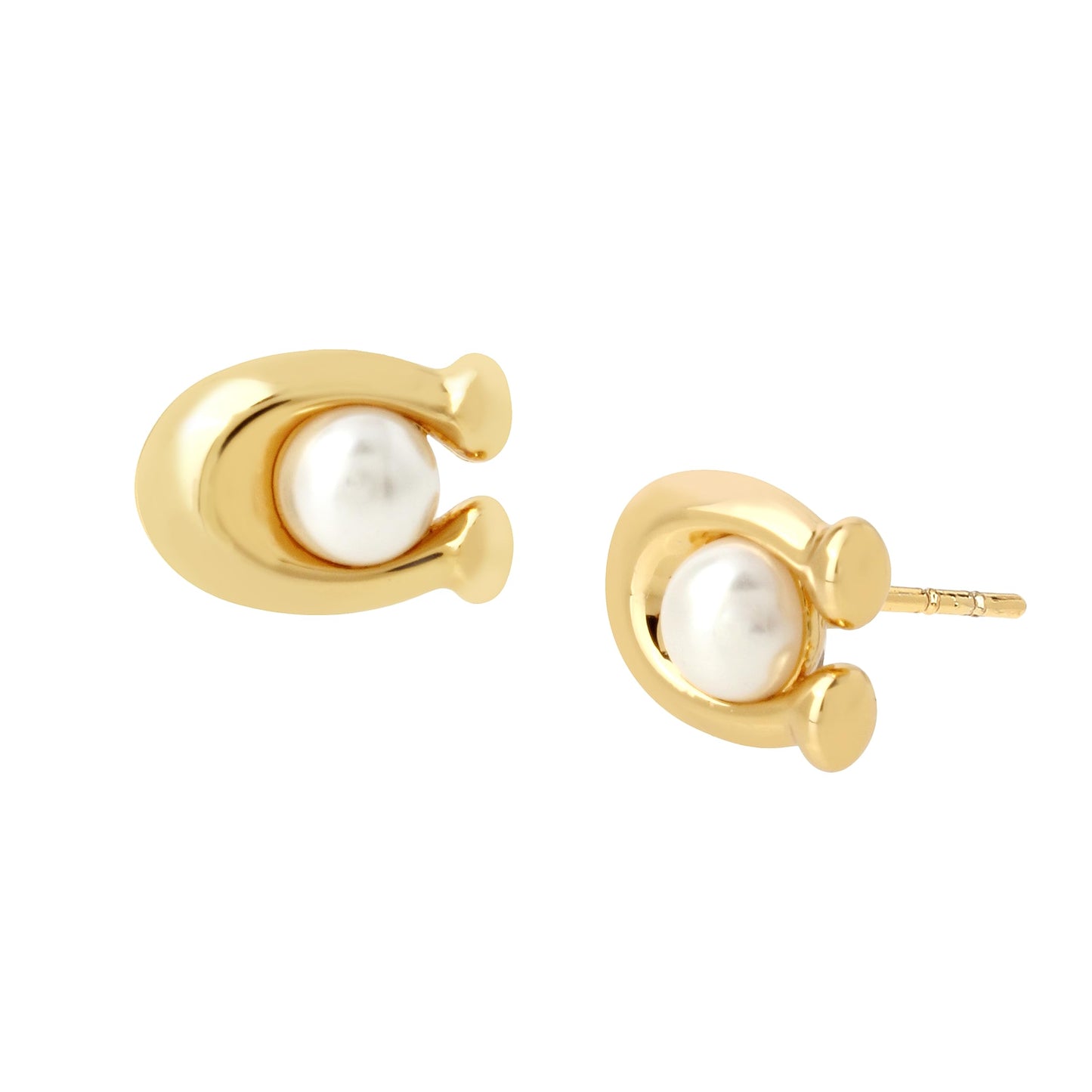 Coach Women's Pearl Signature Stud Earrings