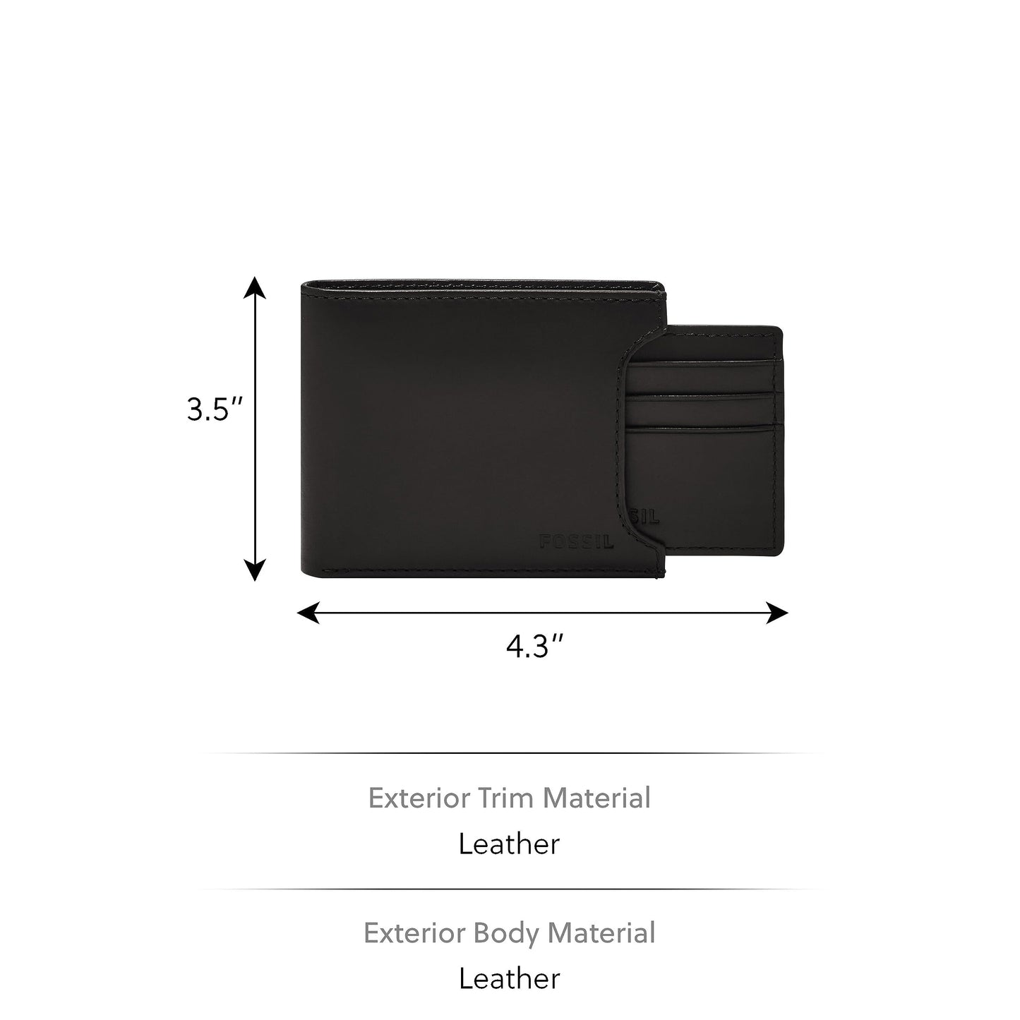 Fossil Men's Derrick Leather Bifold Sliding 2-in-1 with Removable Card Case Wallet, Black, (Model: ML3685001)