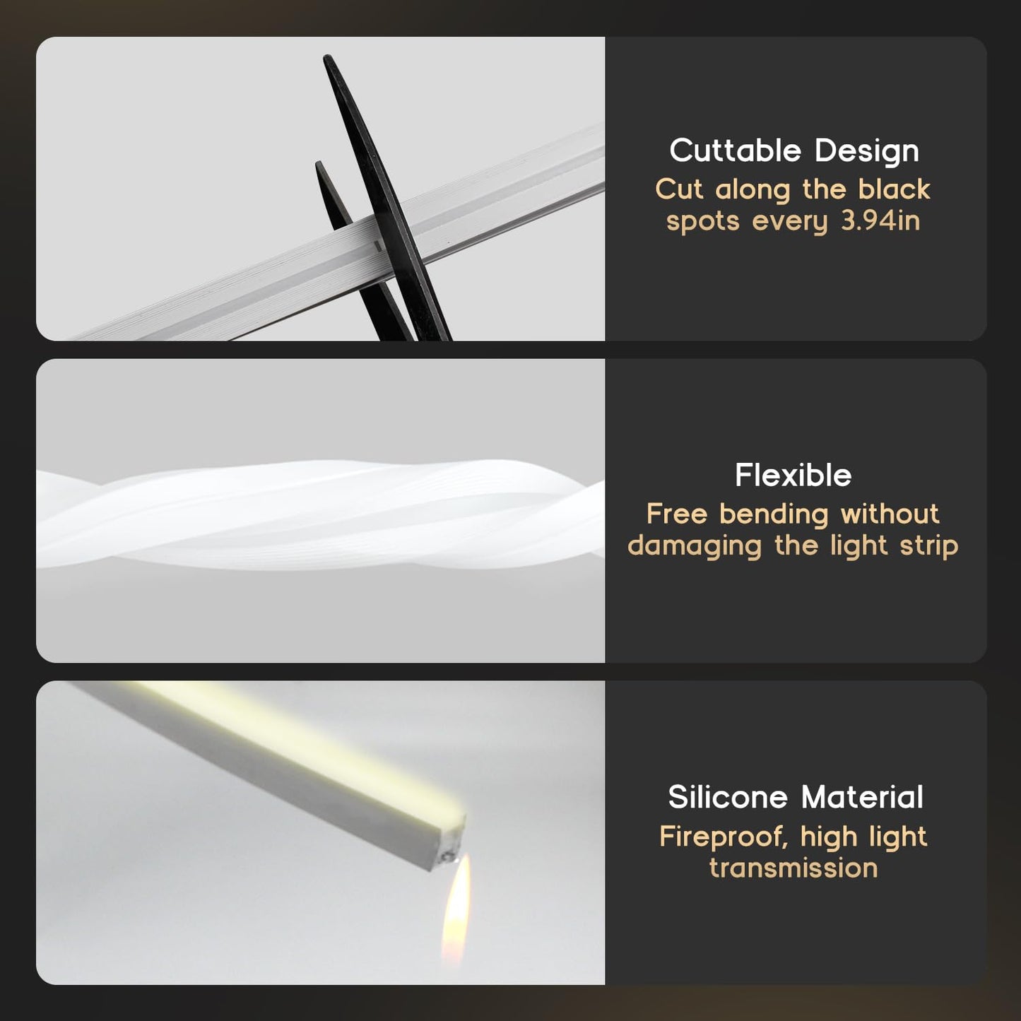 VOEWT LED Strip Lights Warm White 3000K,9.8ft 110-120V Neon Rope Lights,Flexible Silicone Outdoor Waterproof Neon Strip Lights for Bedroom,Mirror,Kitchen Cabinet, Living Room,Halloween Decor