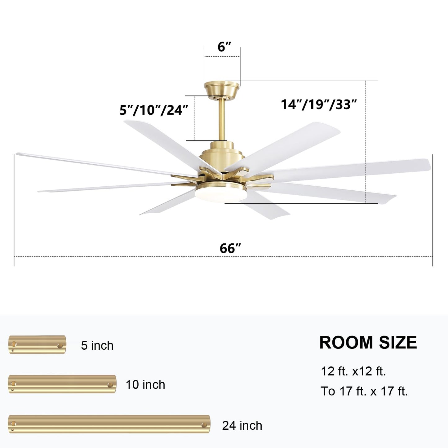 Sofucor 66 Inch Smart Ceiling Fans with Lights, Indoor/Outdoor Ceiling Fan with Light and Remote, Work with Alexa/Google, Reversible DC Motor, White Ceiling Fan Light for Living Room Farmhouse Patio