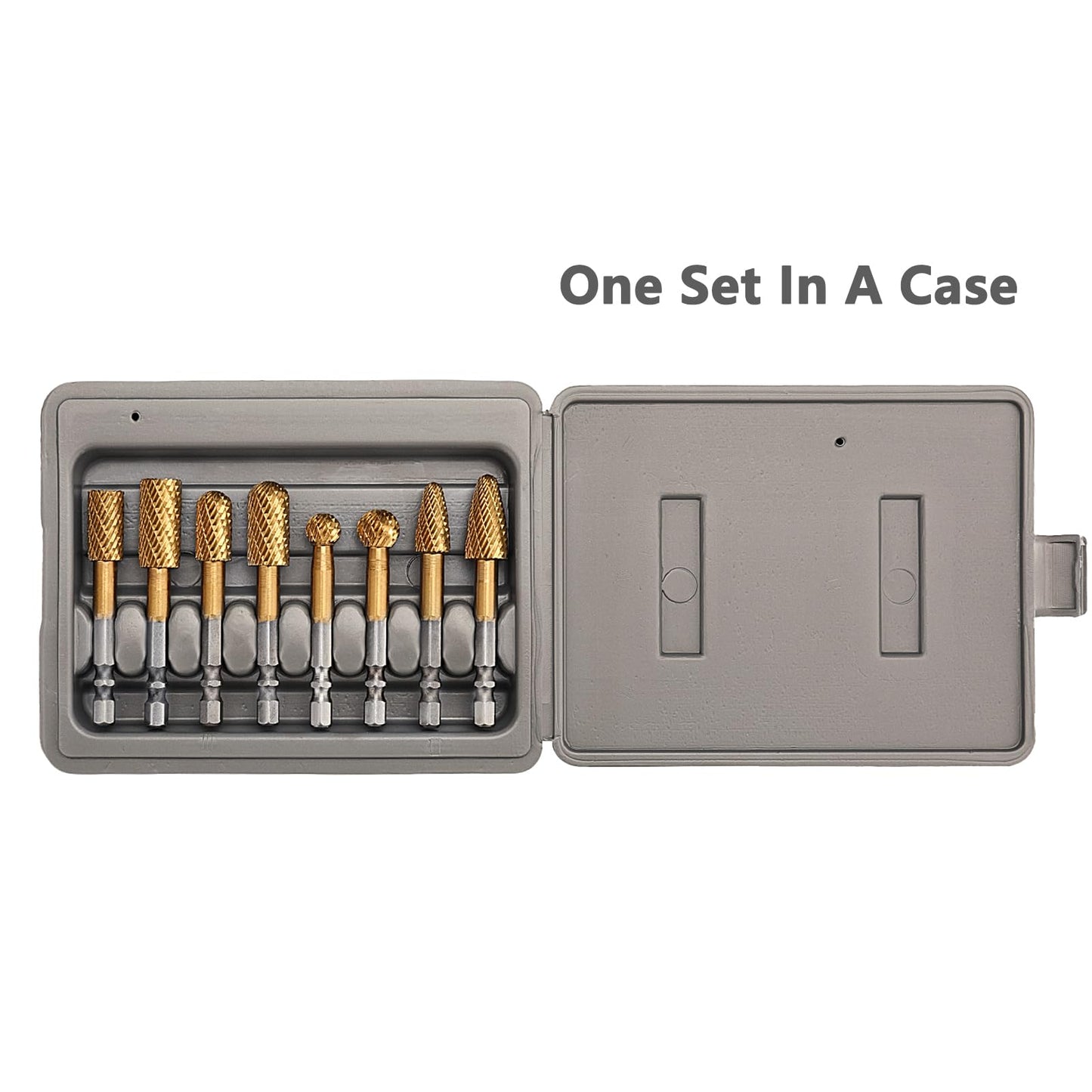 8Pack Carbide Burr Set (3/8 & 1/2 inch Diameter) with 1/4 inch Hex Shank,Tungsten Carbide Rotary Burr Set for DIY Grinder Metal Wood Engraving Polishing Drilling Grinding Milling Cutting