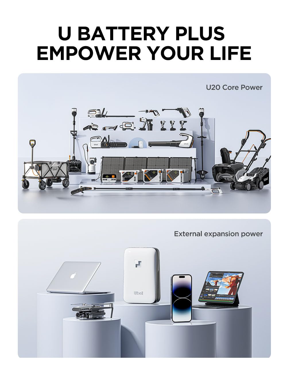Litheli Eclair 1000 Portable Power Station with Dual Removable Batteries (2×4.0Ah) – 1800W Solar Generator, 1069Wh LiFePO4, 1H Fast Charge, Solar Optional, Ideal for Camping, RV, Emergency