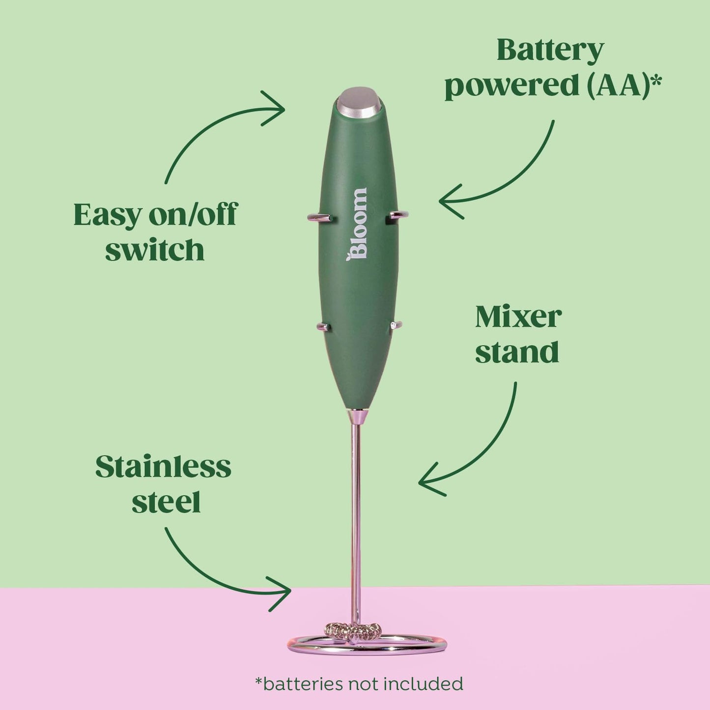 Bloom Nutrition Superfood Greens Powder, Digestive Enzymes with Probiotics and Prebiotics, Gut Health, Bloating Relief, Berry + Milk Frother High Powered Hand Mixer