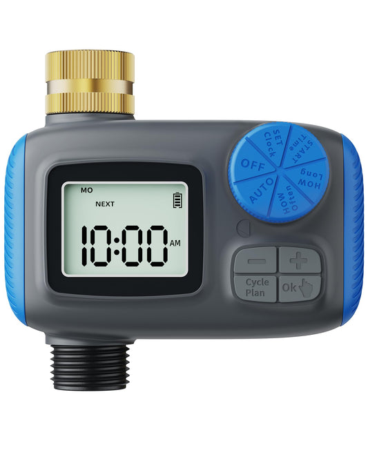 Smartale Sprinkler Timer, Programmable Hose Timers for Watering with Brass Swivel, Digital Irrigation Controller System with Rain Delay/Manual Mode/Automatic Watering for Outdoor Garden Yard Lawn