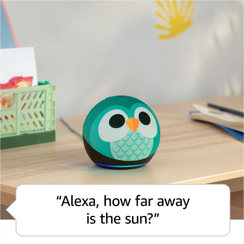Amazon Echo Dot Kids with Alexa (newest model), Designed for kids, with parental controls, Includes 1 Year of Amazon Kids+, Owl